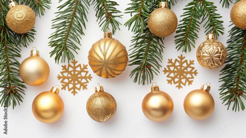 Festive Winter Banner with Pine Branches and Snowflakes Generative AI Festive Winter Banner with Pine Branches and Snowflakes Generative AI