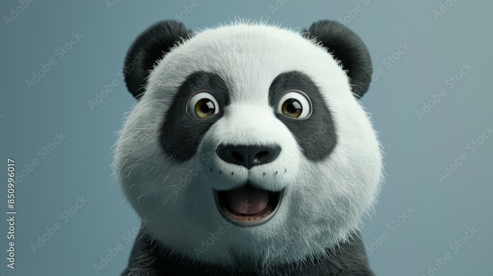 Portrait of a surprised panda over plain background Portrait of a surprised panda over plain background
