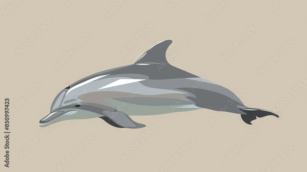 Obraz premium A dolphin jumps in the air with its mouth open, appearing as if it's turning to jump out of the water