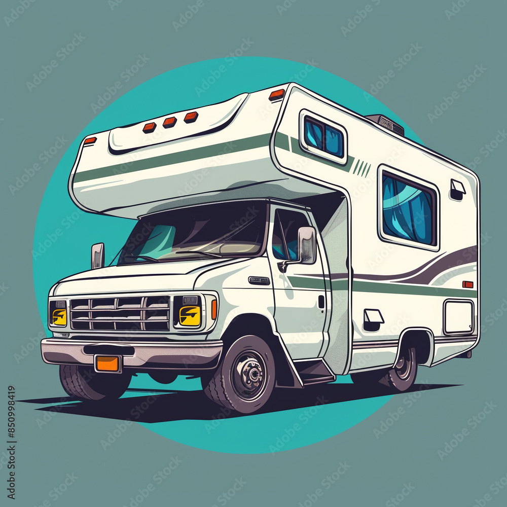 Naklejka premium Artistic vector illustration of RV truck