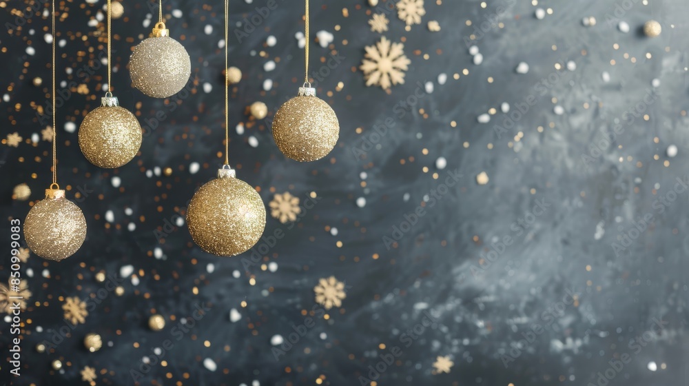 Fototapeta premium Festive Christmas Decorations on Black Background Generative AI