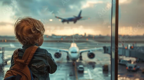 Wallpaper Mural A child watching planes take off through an airport window  Torontodigital.ca