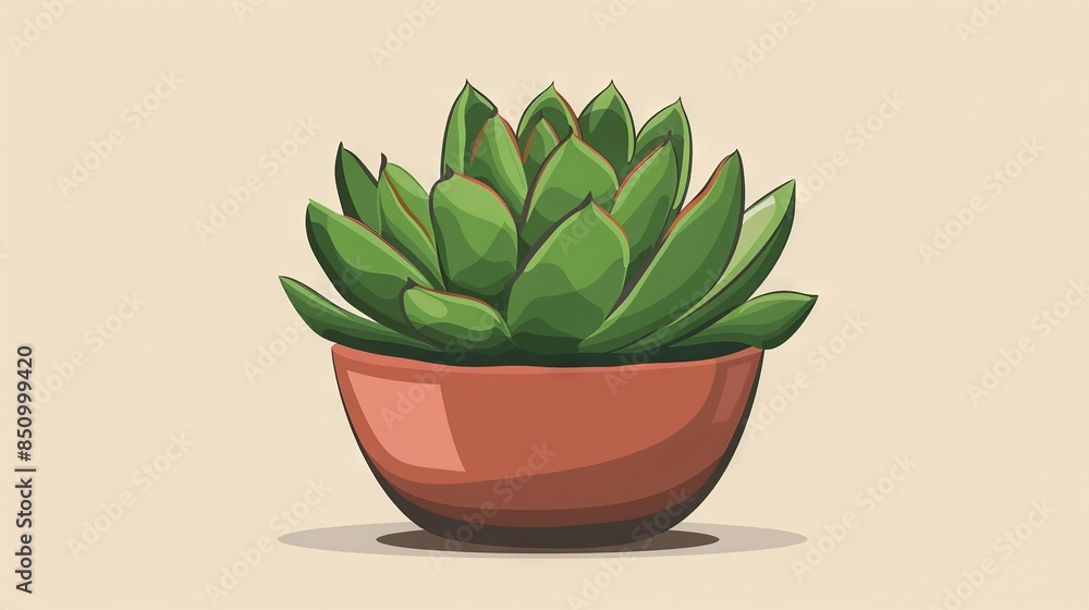 Succulent pot on beige background with shadow from underneath Succulent pot on beige background with shadow from underneath