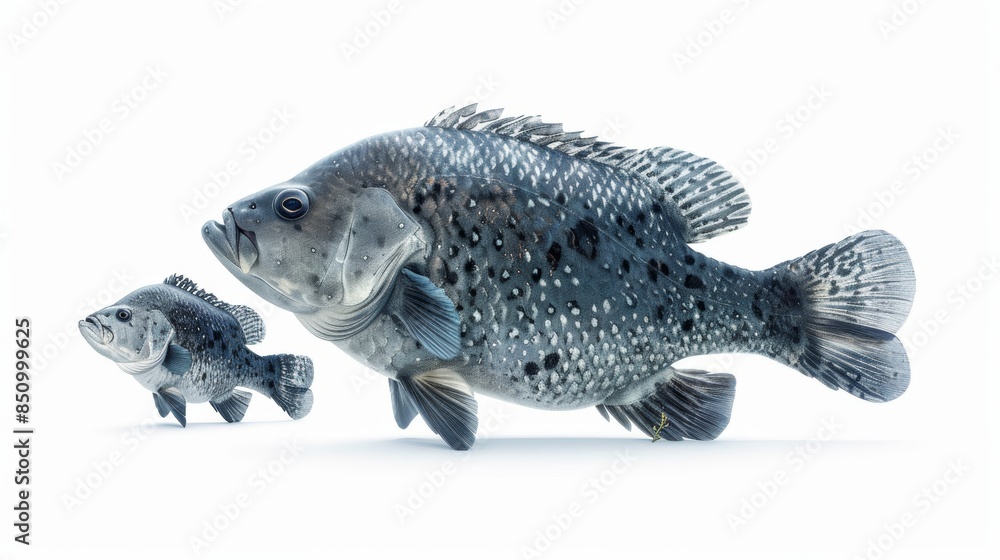 Summer Fun with Fish Family on White Background Generative AI