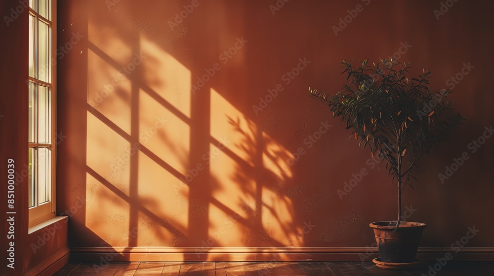 Chocolate brown wall with a rich glare from a westfacing window, warm and deep Chocolate brown wall with a rich glare from a westfacing window, warm and deep