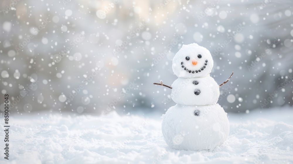 Winter Wonderland Scene with Happy Snowman Generative AI Winter Wonderland Scene with Happy Snowman Generative AI