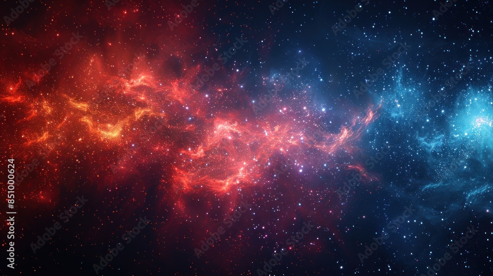 Cosmic Dance of Nebulae: Red and Blue Cosmic Dance of Nebulae: Red and Blue