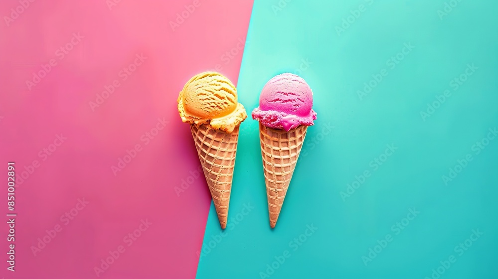 ice cream on colored background
