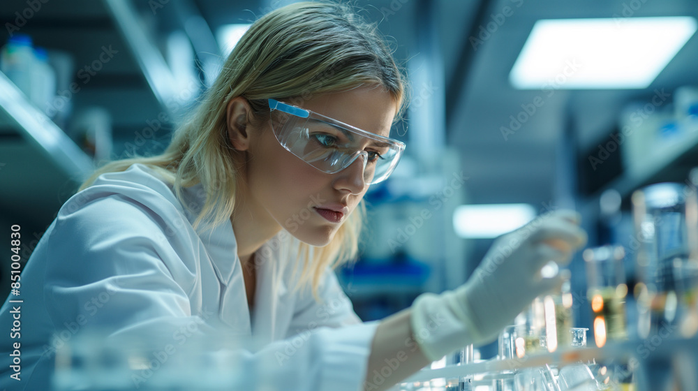 portrait of a female researcher working in the analysis laboratory ,doctor , scientist portrait of a female researcher working in the analysis laboratory ,doctor , scientist