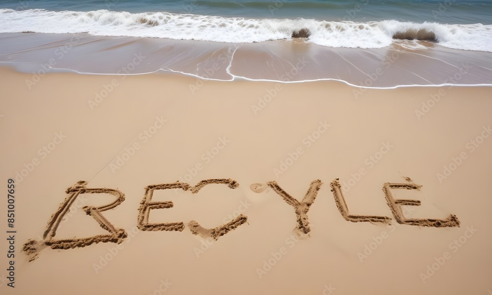 Fototapeta premium Trash free beach scene ocean recycle