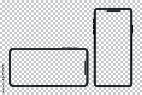 Smartphone frame mockup on transparent background. Vector illustration