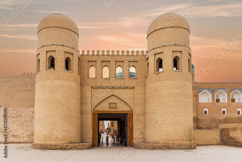 Gate of Itchan Kala, the walled inner town of the city of Khiva, Uzbekistan photo