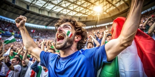 Ecstatic Italian Soccer Fan Celebrates His Team'S Victory © Adisorn