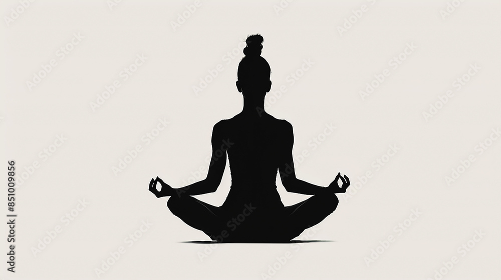 a silhouette image of a woman practising yoga position in white background and empty copy space a silhouette image of a woman practising yoga position in white background and empty copy space