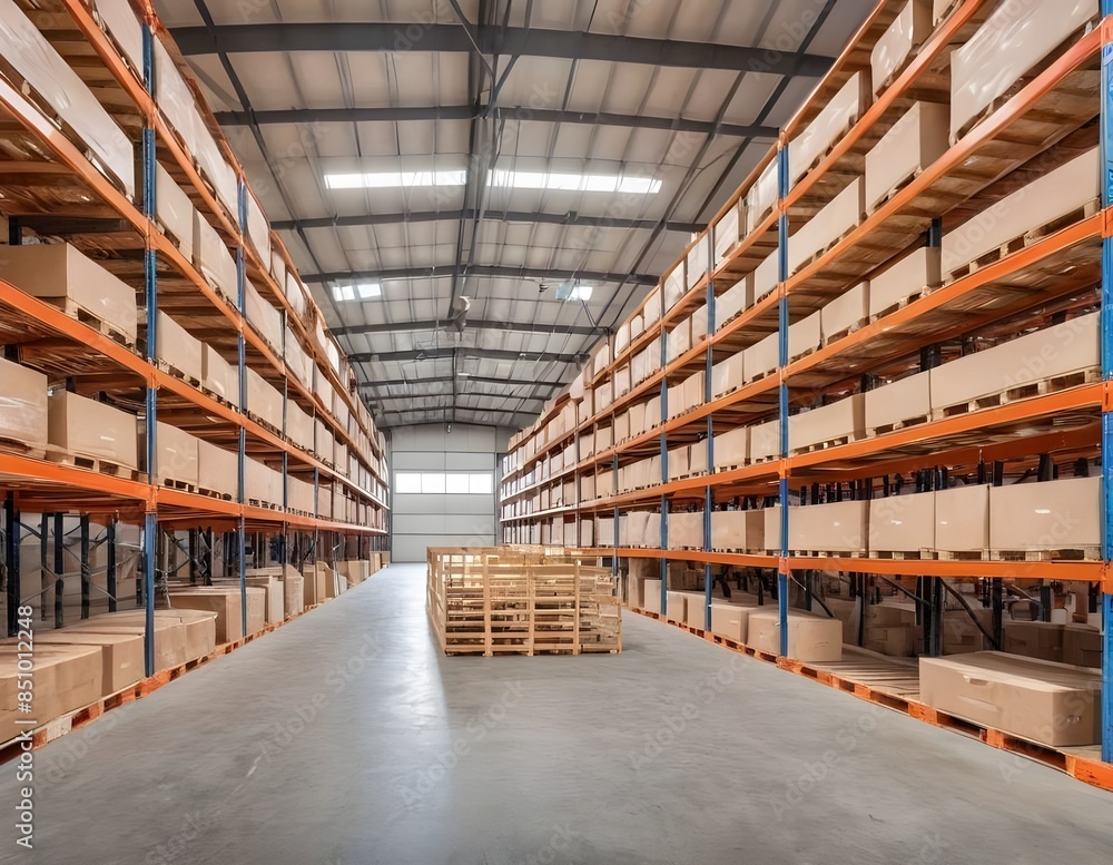 Large Warehouse Storage Shelves Full of Cardboard Boxes Large Warehouse Storage Shelves Full of Cardboard Boxes