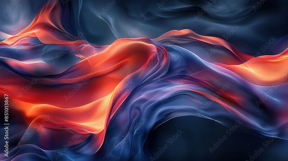 Red, Blue, and Orange Wave Design on Black Background with Text Space Red, Blue, and Orange Wave Design on Black Background with Text Space