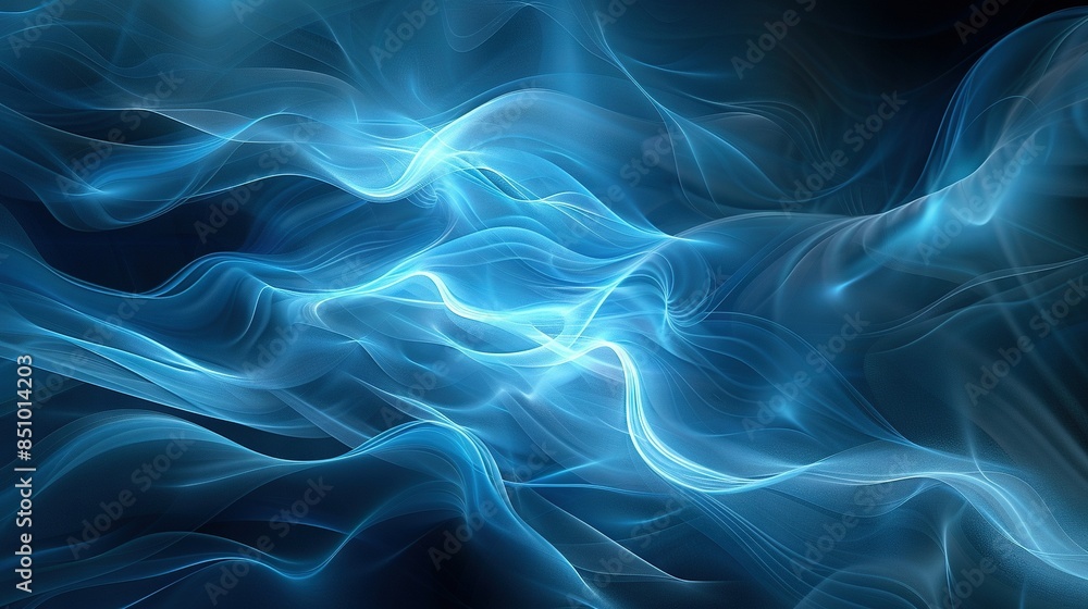 A high-quality image of blue and white waves on a black background A high-quality image of blue and white waves on a black background