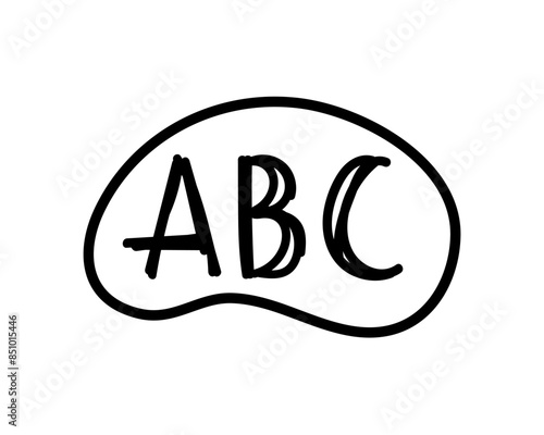 ABC letters in speech bubble. Doodle school element. Back to school kids knowledge education.