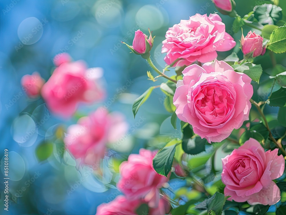 Three Pink Flowers in Bloom Amidst Lush Green Leaves Three Pink Flowers in Bloom Amidst Lush Green Leaves