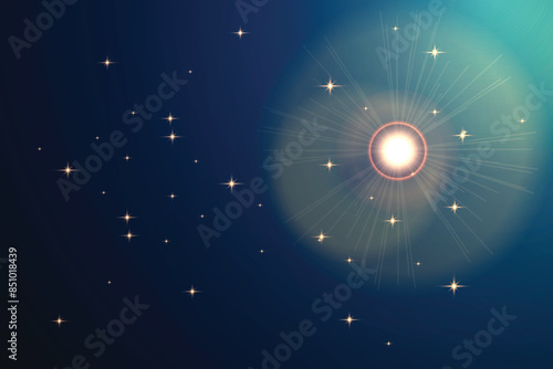 Space background Holidays design Realistic cosmos shining stars Starry milky way Christmas starry night Magic blue galaxy Color universe nebula Vector illustration Copy space Glitter Birthday