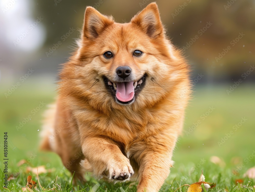 Enthusiastic Brown Dog Frolics Across Lush Grassy Field Enthusiastic Brown Dog Frolics Across Lush Grassy Field