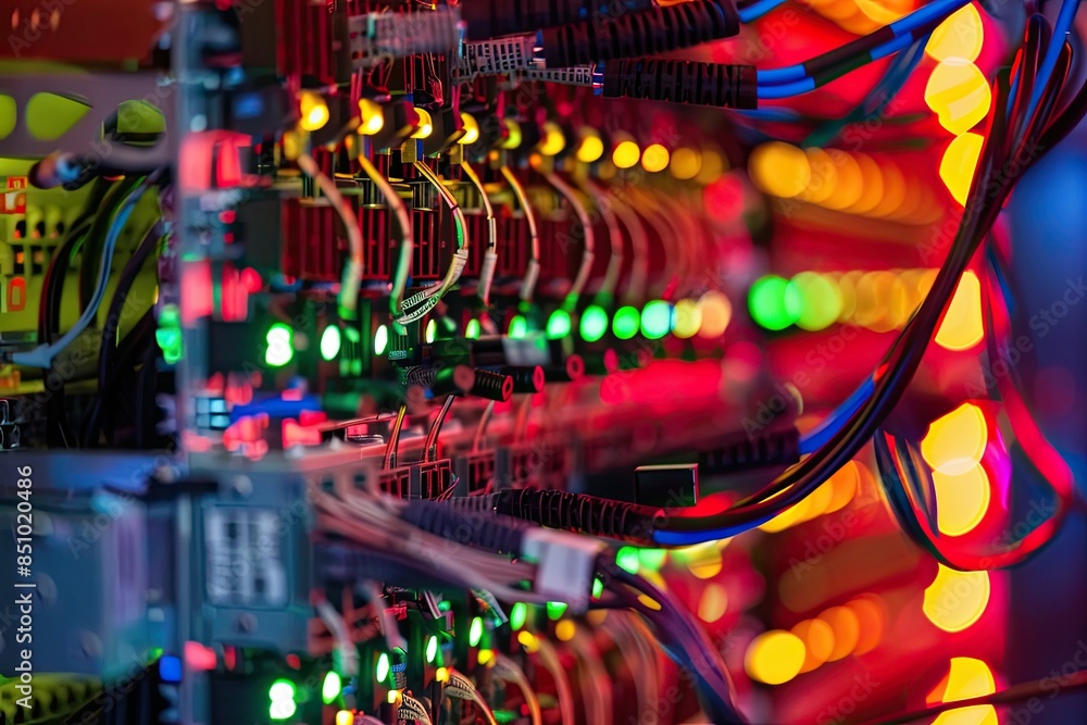 Web of Fiber Optic Cables Transmitting Data Signals Web of Fiber Optic Cables Transmitting Data Signals
