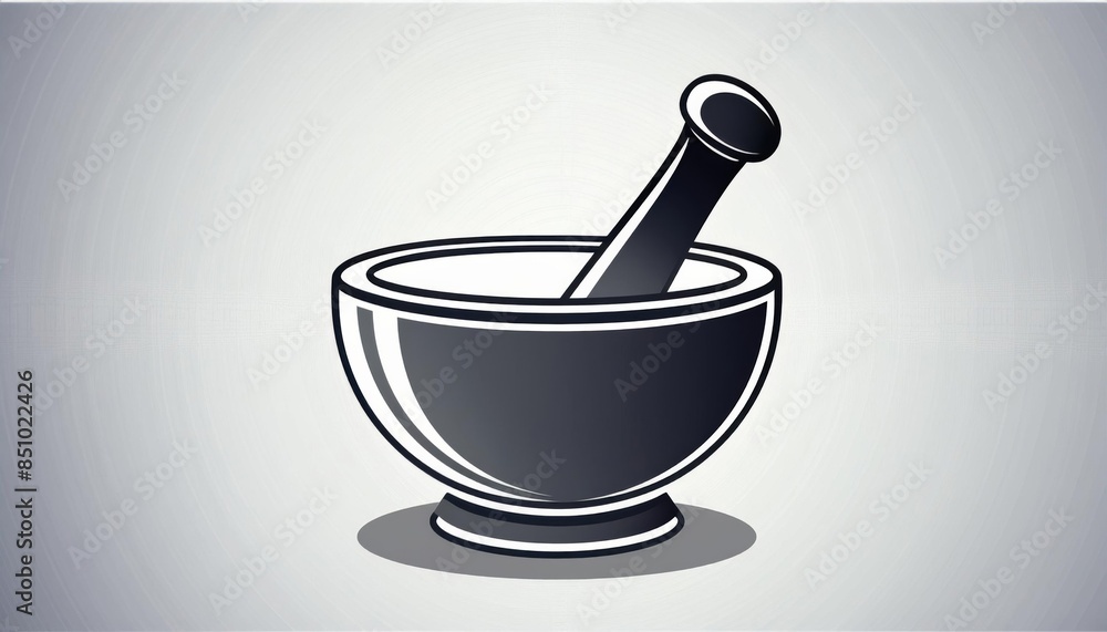 A simple, minimalist black and white illustration of a mortar and pestle on a light gray background. A simple, minimalist black and white illustration of a mortar and pestle on a light gray background.