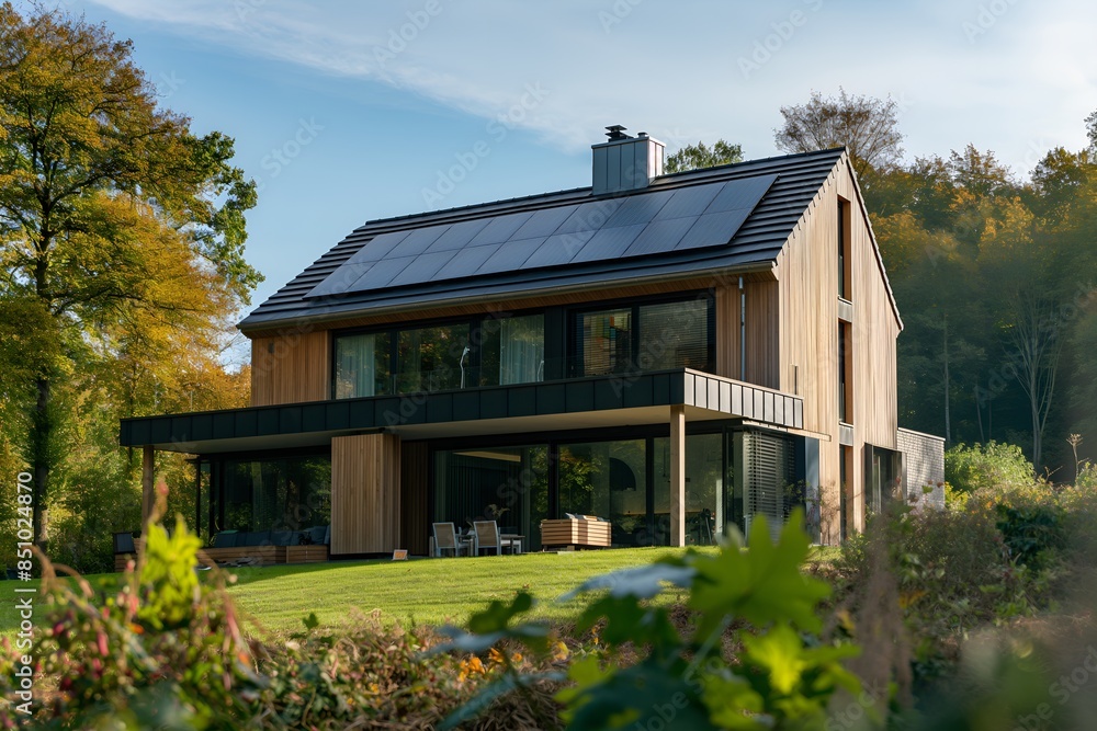 Solar Panels Installed On A Modern Home Under Clear Blue Sunny Sky, Solar Photography, Solar Powered Clean Energy, Sustainable Resources, Electricity Source Solar Panels Installed On A Modern Home Under Clear Blue Sunny Sky, Solar Photography, Solar Powered Clean Energy, Sustainable Resources, Electricity Source