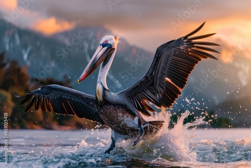 pelican in flight photo