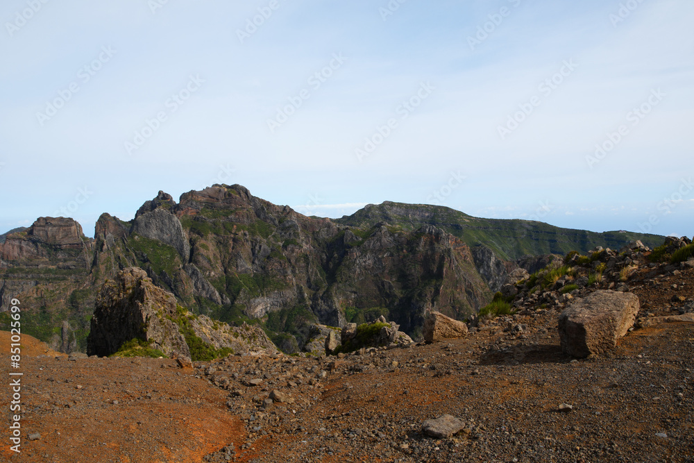 Fototapeta premium Mountain trail Pico do Arieiro, one of the highest mountains in Madeira, Portugal