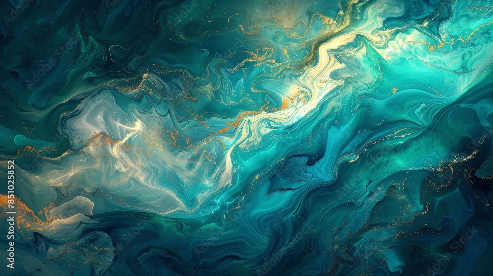 Explosion of cerulean and teal with mist and sunlight creating dreamy ambiance Explosion of cerulean and teal with mist and sunlight creating dreamy ambiance