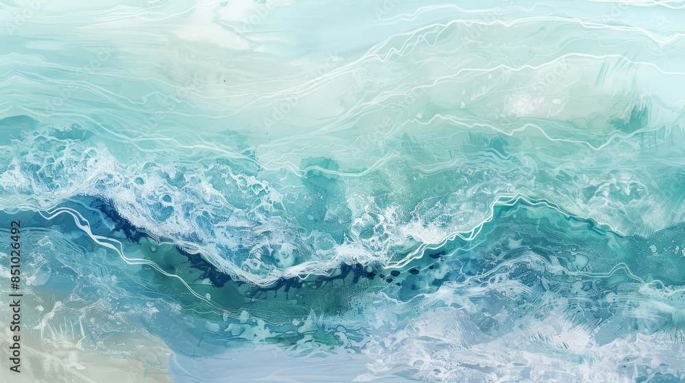 Ocean tides evoked by pastel blues greens lavender and coral hues Ocean tides evoked by pastel blues greens lavender and coral hues