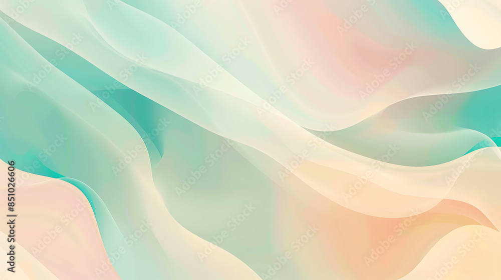 Obraz premium Soft Mint and Peach Fluid Abstract Art