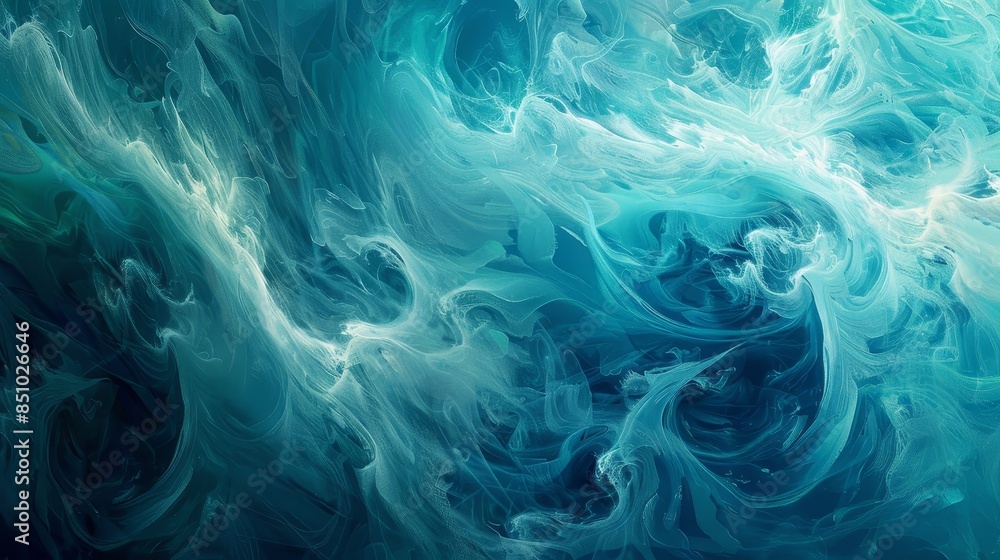 Depth and movement in aquamarine turquoise mist and light patterns Depth and movement in aquamarine turquoise mist and light patterns