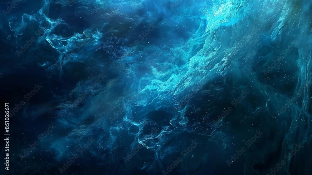 Obraz premium Indigo and teal with mist and light tendrils creating an enchanting atmosphere