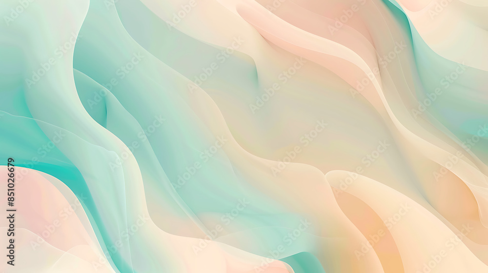 Obraz premium Soft Mint and Peach Fluid Abstract Art