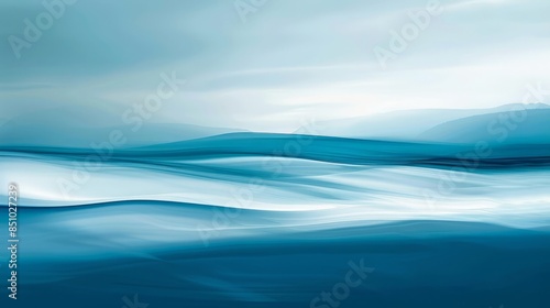 Azure and cerulean gradients with soft shapes create depth and calm
