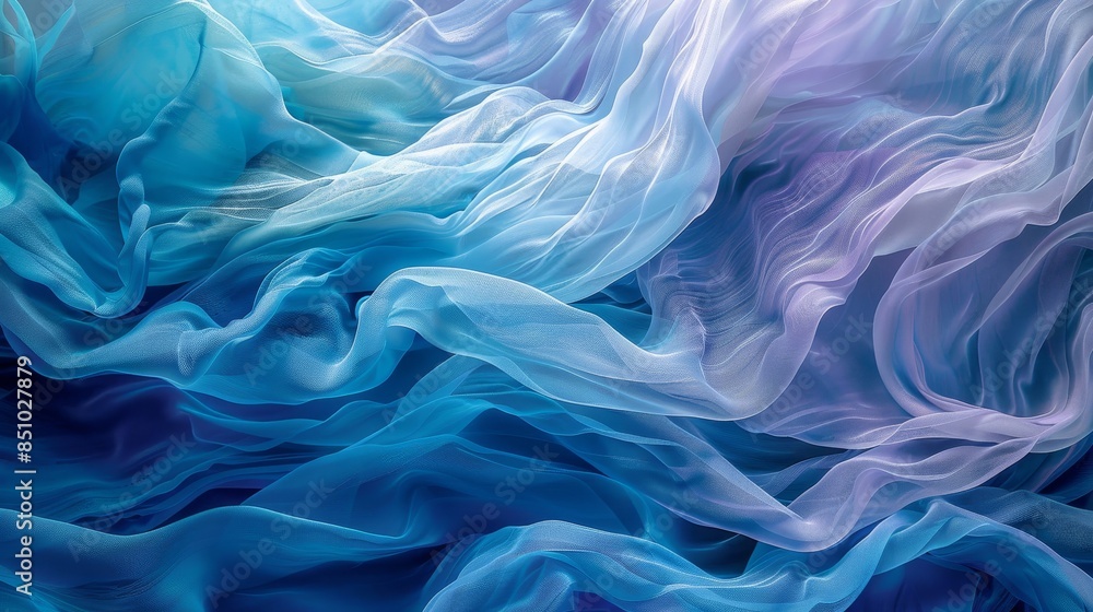 Layers of veils and waves in blue hues create tranquility Layers of veils and waves in blue hues create tranquility