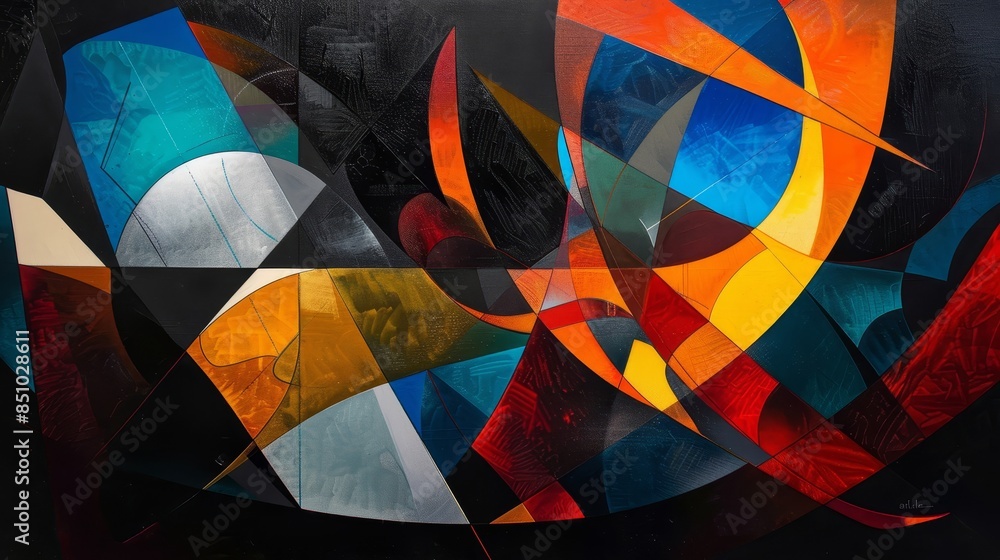 Fototapeta premium Abstract shapes and geometric forms in bold contrasting colors