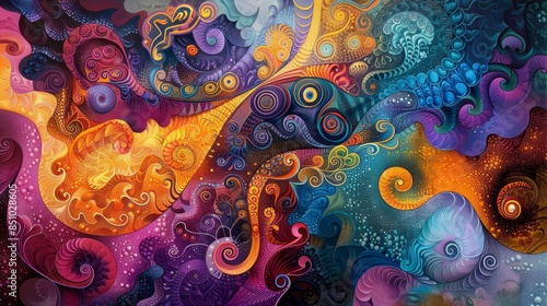 Mesmerizing interplay of vibrant colors and organic shapes