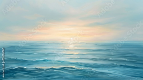 Seascape with pastel tones and golden light at dawn