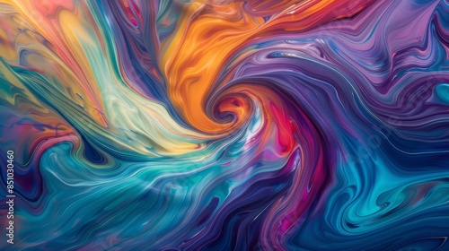 Swirling iridescent colors create an abstract oil paint-like background