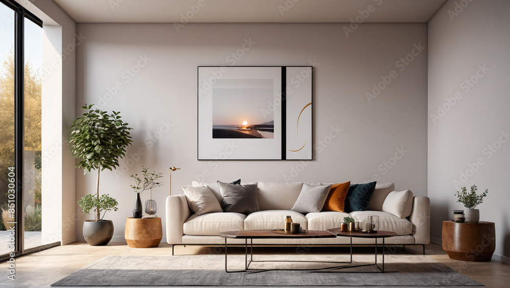 Modern Comfort: Relaxation Room with a Bare Wall and Sleek Decor, Generative AI Modern Comfort: Relaxation Room with a Bare Wall and Sleek Decor, Generative AI