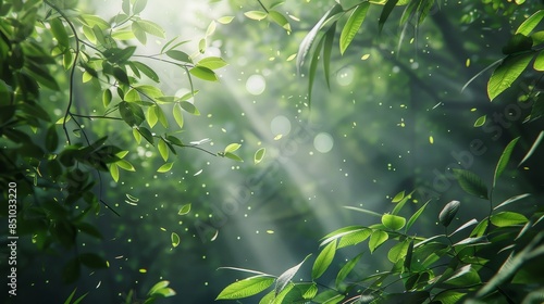 Gently swaying leaves in forest sunlight filtering through canopy