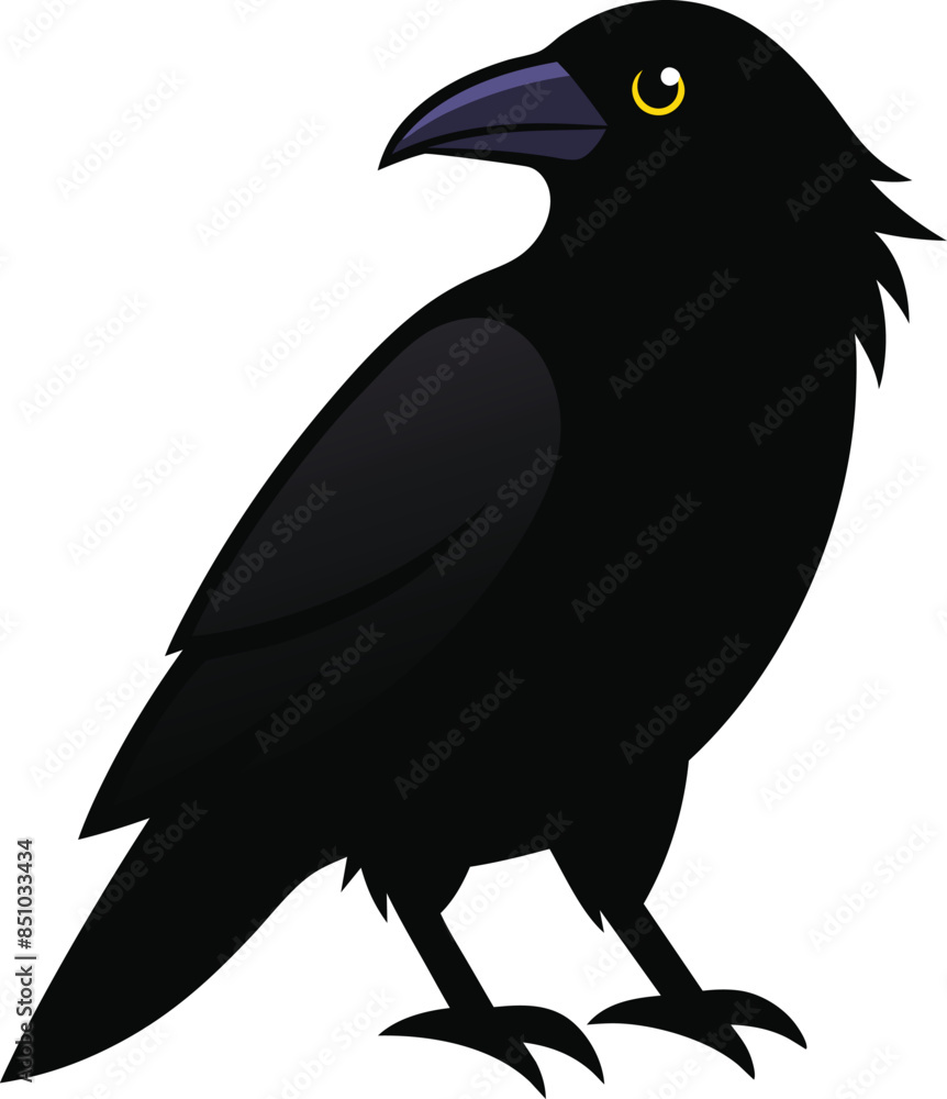 Fototapeta premium raven black and white illustration vector