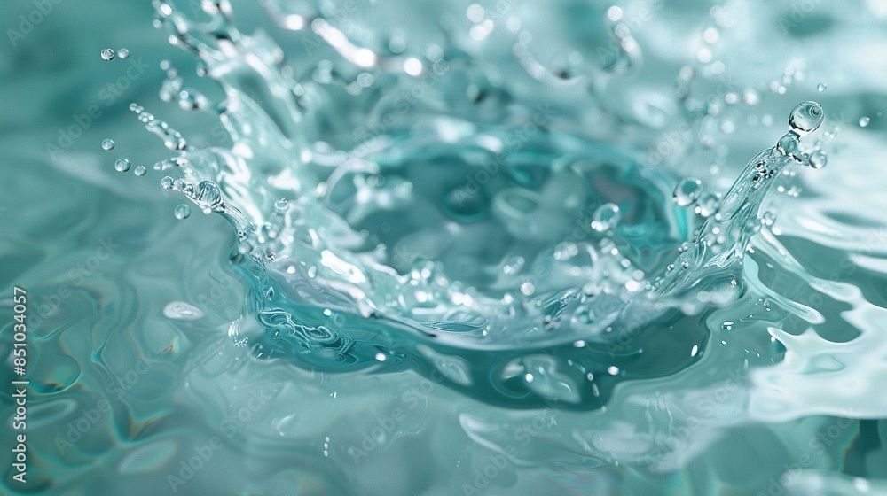A close-up of water splashing on the water's surface, forming a circular pattern A close-up of water splashing on the water's surface, forming a circular pattern