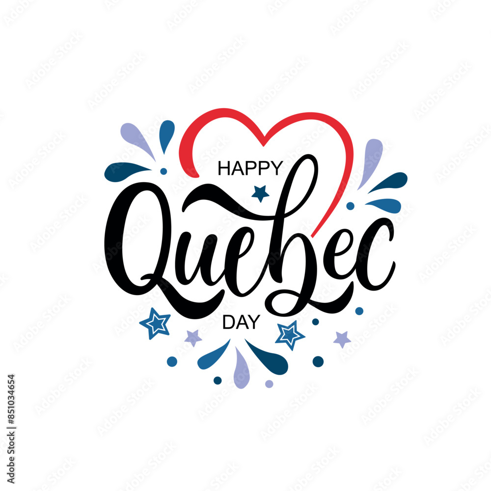 Happy Quebec Day handwritten text. Modern brush calligraphy, hand lettering typography. National holiday of Quebec, Canada. Saint Jean-Baptiste Day on June 24. Vector illustration for greeting card Happy Quebec Day handwritten text. Modern brush calligraphy, hand lettering typography. National holiday of Quebec, Canada. Saint Jean-Baptiste Day on June 24. Vector illustration for greeting card