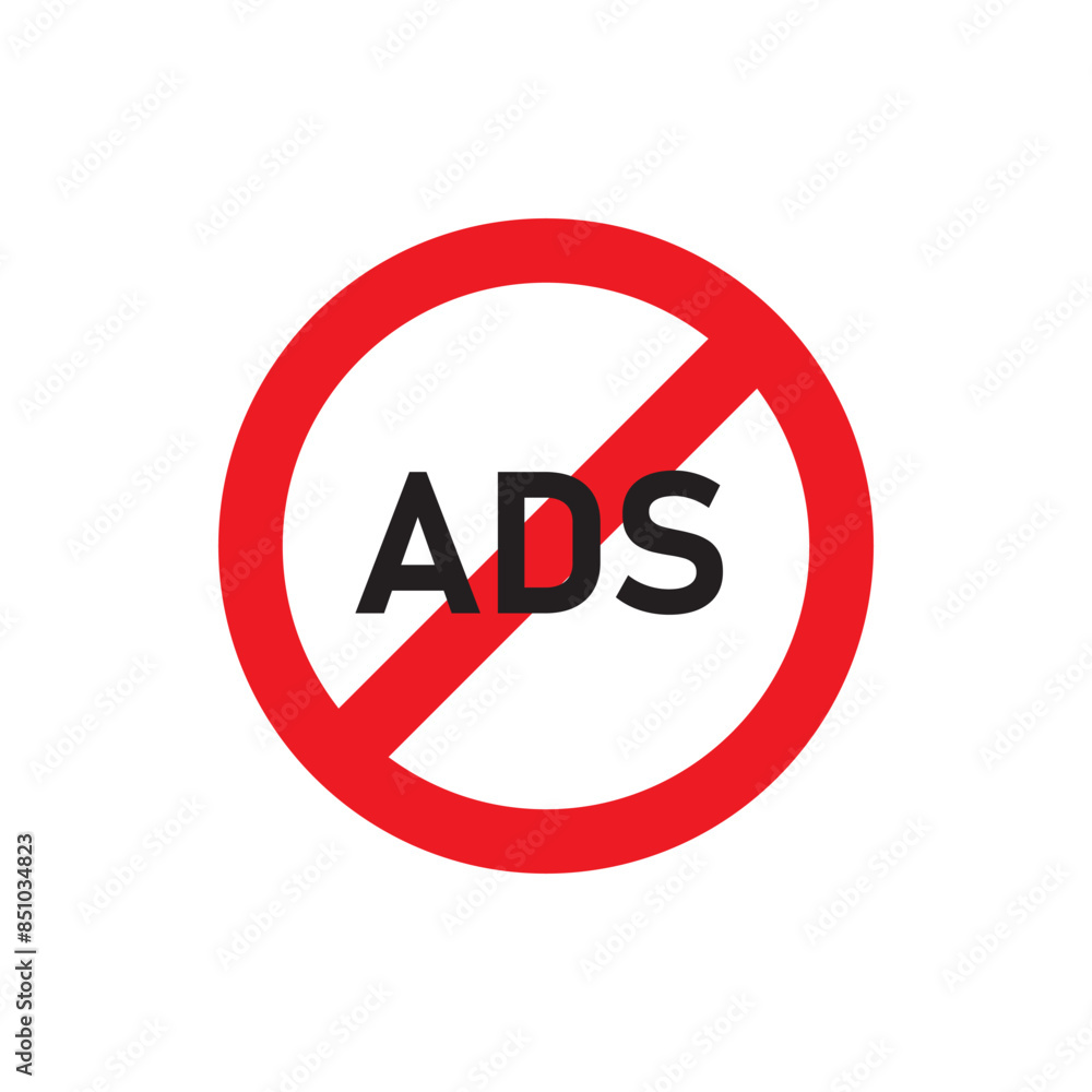 No ads icon design, isolated on white background, vector illustration No ads icon design, isolated on white background, vector illustration