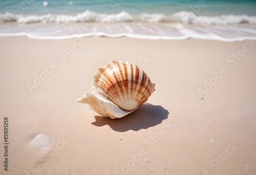 Sea shell on the sea coast, beach. Summer background for banner. Vacation and travel © Anastasiia Bublyk