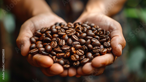  coffee beans in hands